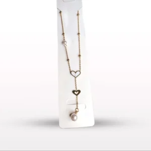 Gold Heart & Pearl Pendant Necklace – Elegant Women’s Fashion Jewelry