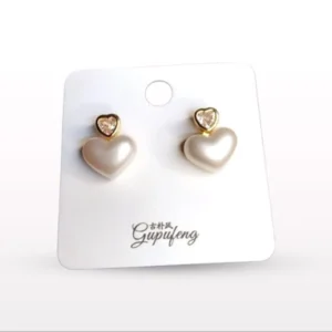 Heart Pearl & Crystal Stud Earrings – Elegant Women’s Jewelry