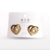 Elegant Pearl & Crystal Stud Earrings – Classic Gold-Plated Jewelry for Women