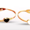 Gold Heart Bangle Bracelet – Elegant Minimalist Jewelry for Women & Couples